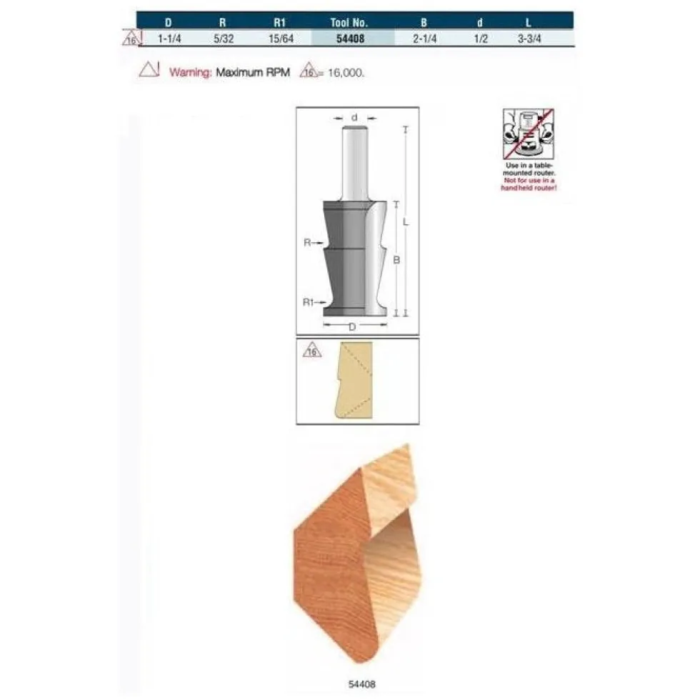 Amana 2-1/4 inch Crown Molding Bit - 1/2 inch shank