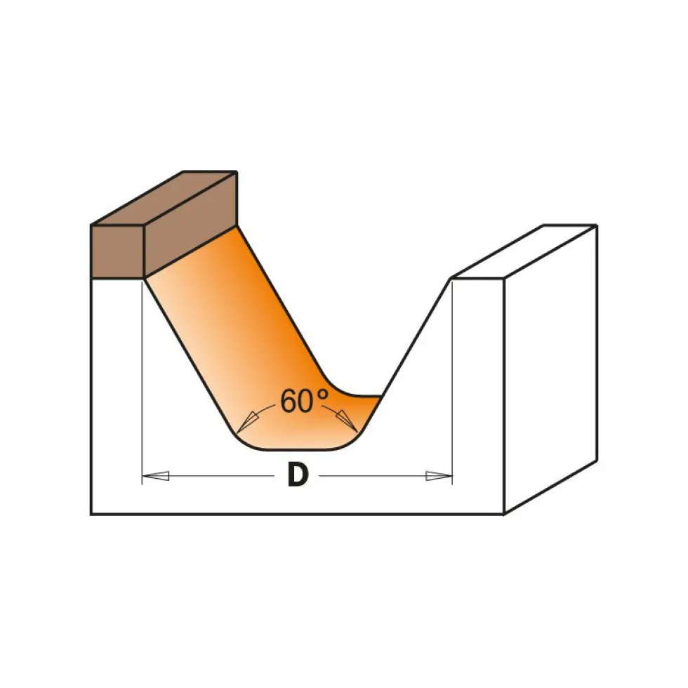CMT 60 Degree Lettering Router Bit with Bearing - 1/2 shank