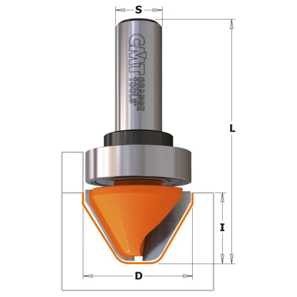 CMT 60 Degree Lettering Router Bit with Bearing - 1/2 shank