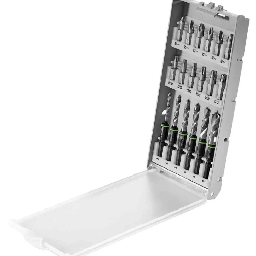 Festool Centrotec Stubby HSS Brad Point Drill Bits - Set of 6 with drivers