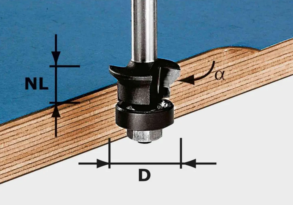Festool 24mm Chamfer Edge Trim Bit - 8mm shank