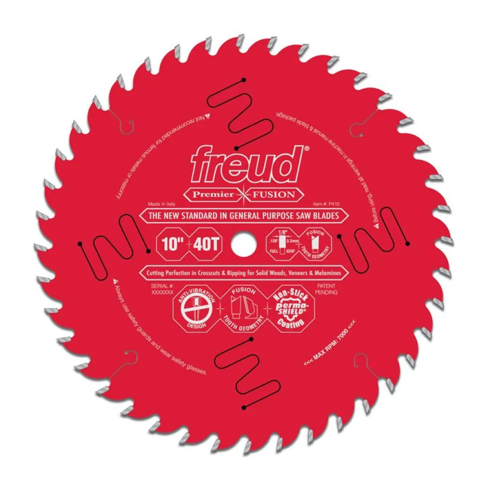 Freud Premier Fusion General Purpose Blade - 10" x 40 Tooth - 1/8" Kerf
