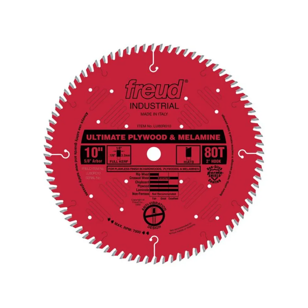 Freud Ultimate Plywood & Melamine Blade: 10" x 80 Tooth - .126" Kerf