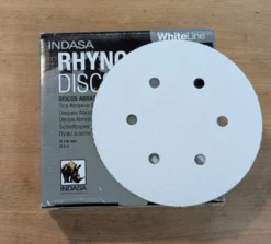 Indasa RhynoGrip White Line Hook & Loop Sanding Discs - 6 inch 6-Hole - Pack of 50