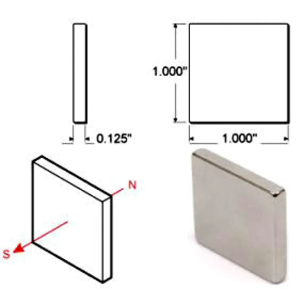 Rare Earth Block Magnets - 1 inch - Pack of 4