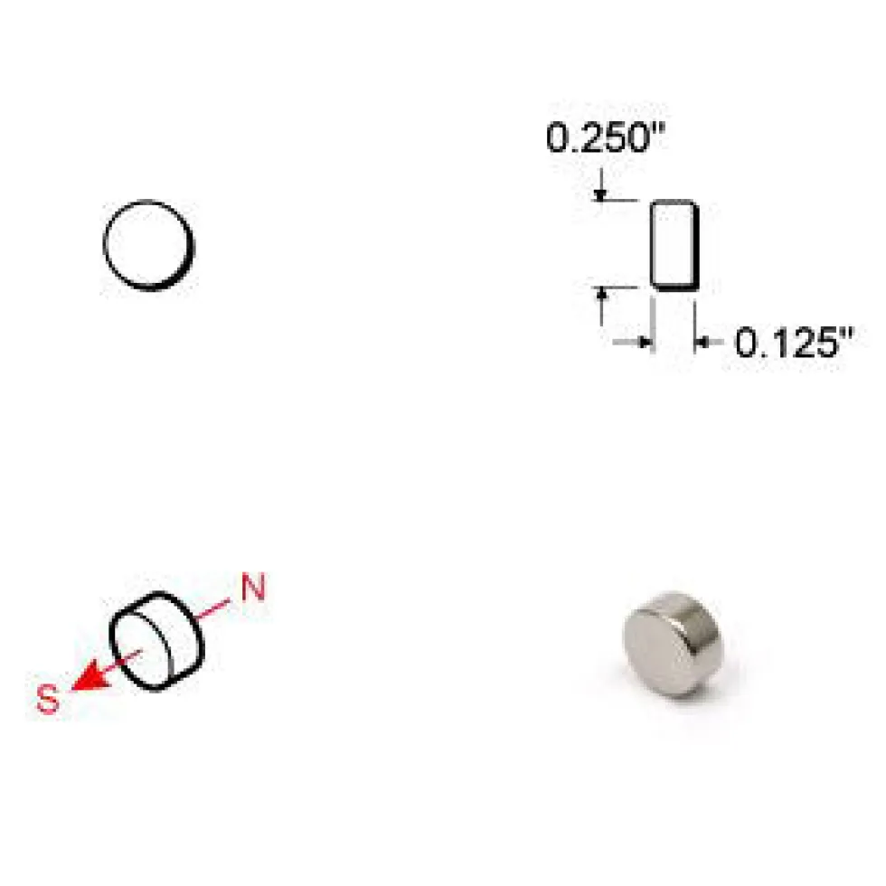 Rare Earth Disc Magnets - 1/4 inch - Pack of 10