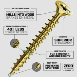 Spax Flat-Head Yellow Zinc Plated Screws - Unidrive - Square Drive