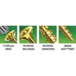 Spax Flat-Head Yellow Zinc T-Star Plus Screws